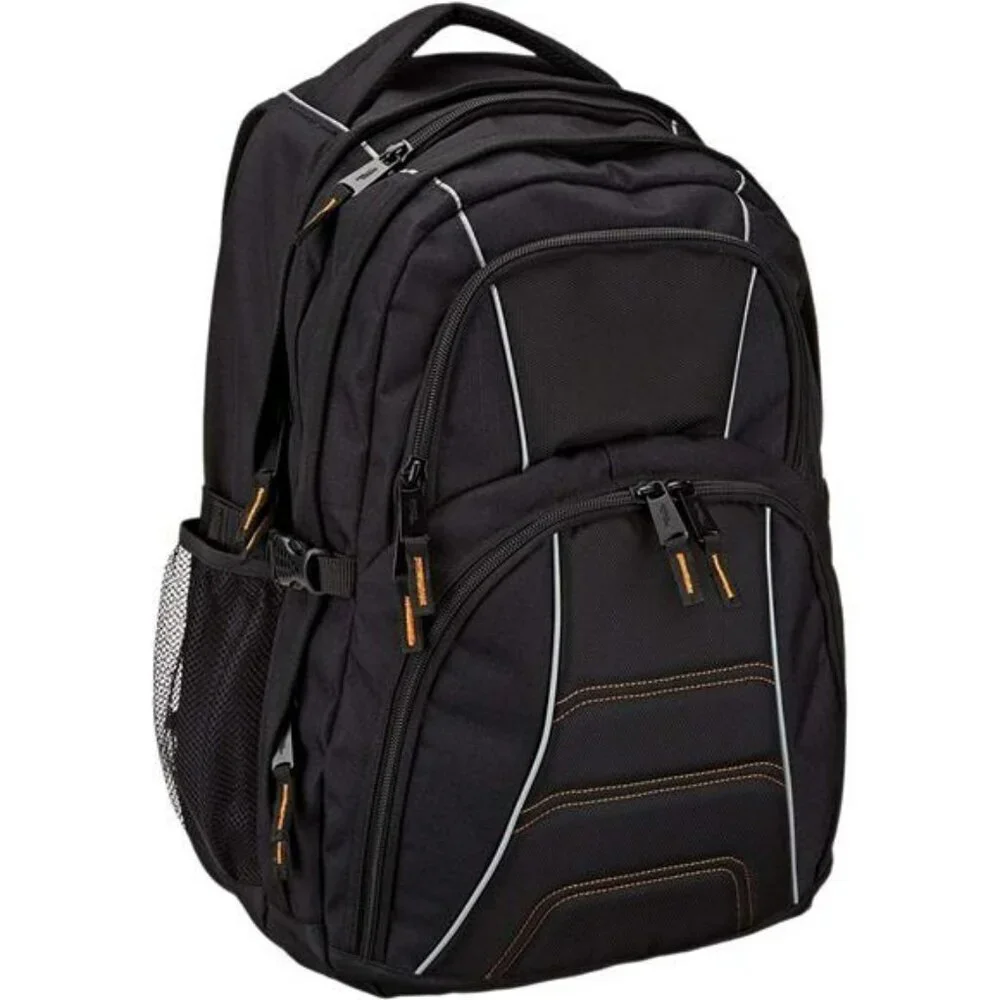 Basics Black Laptop Backpack Fits 17 Inch Travel School Work Bag Organizer